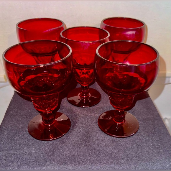 5 Fenton “Georgian Ruby” Glasses. Vintage circa 1930s. 5.5”